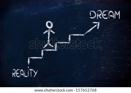 funny conceptual design, choice between dream or reality