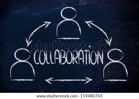 concept of collaboration, design with group of colleagues interacting