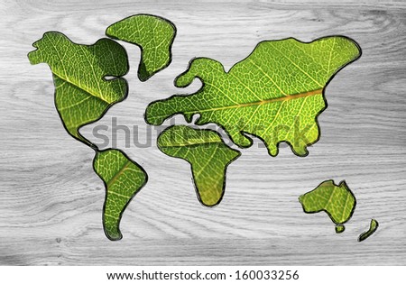 green economy and sustainable deveolpment, green leaves over continents