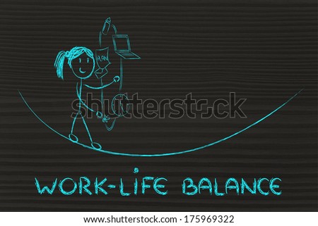 work-life balance: working mother juggling with pc and pacifier