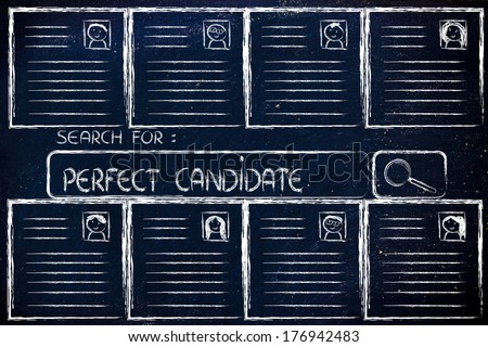 CV selection and search bar, resumes of different people