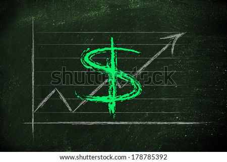 diagram with stock exchange rates and currency symbol: dollar