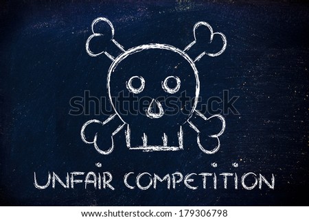 dangerous unfair competition threatening business survival, skull metaphor