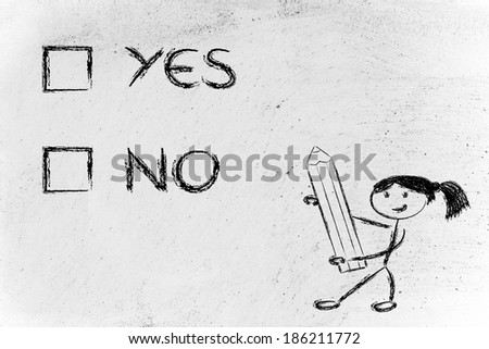 Yes or No to tick in multiple choice test format