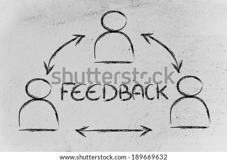 concept of feedback, design with group of people communicating