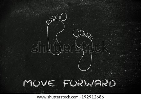 funny footprints: move forward, advance, innovate, express your potential