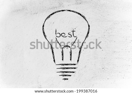ideas for innovation, lightbulb with the writing Best as filament