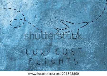 air route and plane trail, booking low cost flights