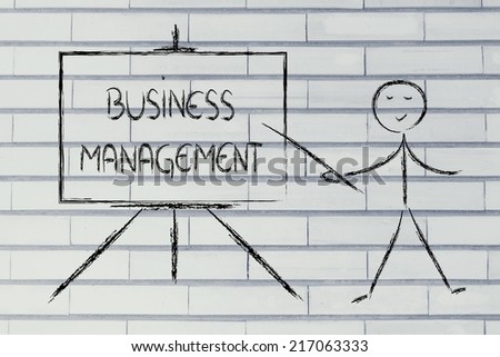 teacher or executive explaining about corporate management