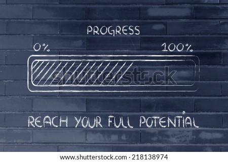 concept of reaching your goal and progressing fast, progress bar metaphor