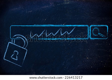security of data and personal information on the web: search engine bar and lock