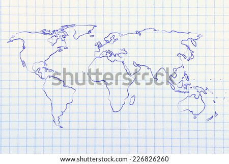 illustration with world map, global business and worldwide opportunities