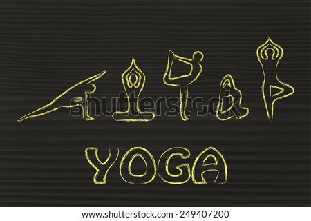 mind body and soul design inspired by yoga, with asanas (yoga poses)