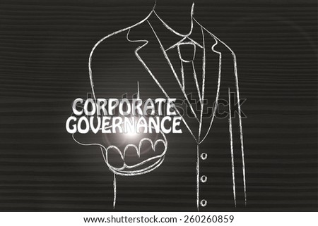business man holding the word Corporate Governance