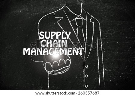 business man holding the word Supply Chain Management