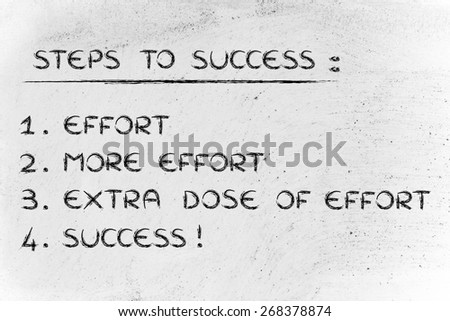 steps to success: effort, more effort and extra effort