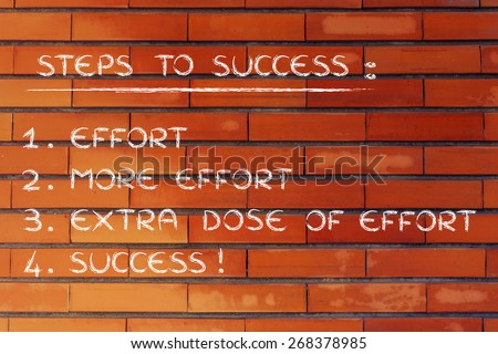 steps to success: effort, more effort and extra effort