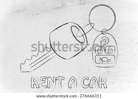 car keys with remote, concept of renting or buying a new car