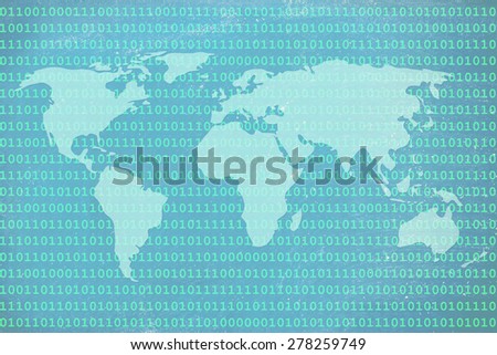binary code pattern creating the map of the world