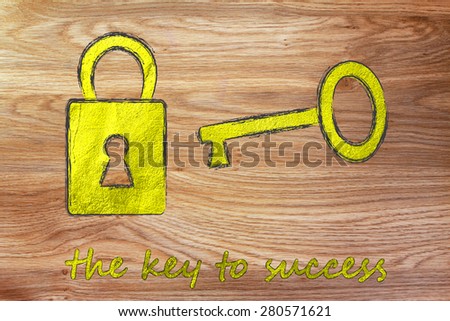 find the key to unlock your success, golden key and lock illustration