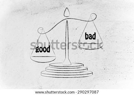 pros wins over cons, metaphor of balance measuring the good and the bad