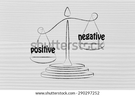 pros versus cons, metaphor of balance measuring the positive and the negative