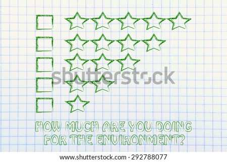 how much are you doing for the environment? feedback chart with stars to evaluate ecological behaviors