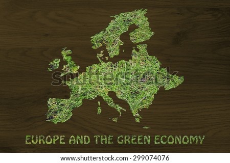 environmental awareness throughout the world: illustration with map of europe made of grass