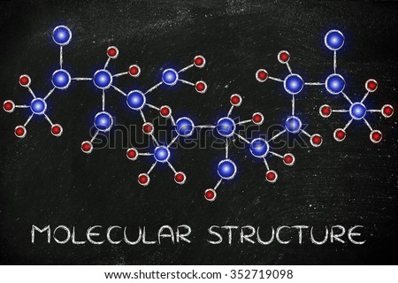 chemistry inspired illustration of molecular structures with glowing centres (atoms) and connections