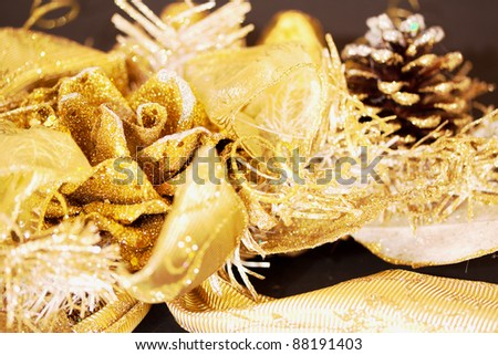 beautiful golden decorations for Christmas and holidays time