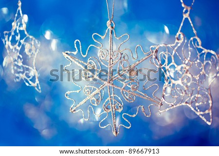 silver/blue ornaments for Christmas tree