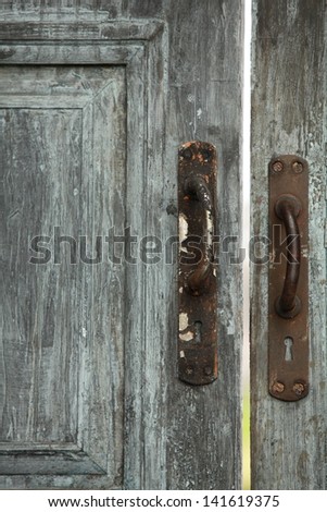 Old door handles close to