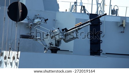 kalashnikov heavy machine gun on board the ship