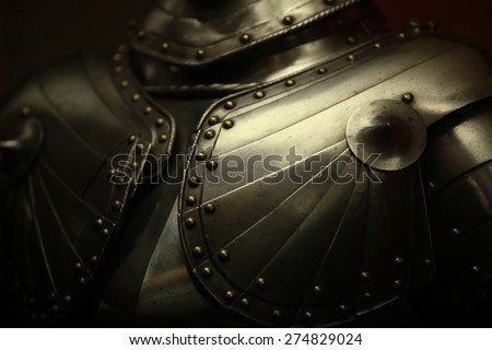 Ancient medieval armor crusader close to
