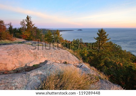 Sugar-loaf Mountain and little Presque Isle Sunrise, Marquette Michigan USA