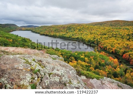 Autumn at Lake of the Clouds, Porcupine Mountains Wilderness State Park.  Silver City, Michigan USA