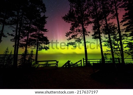 Northern Lights at Miners Beach in the Pictured Rocks National Lakeshore Lake Superior
