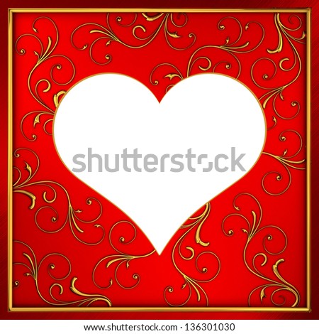 Frame heart with golden ornaments