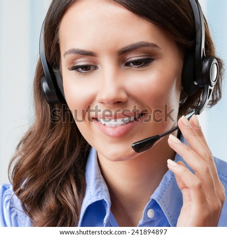 Support phone operator in headset, at workplace