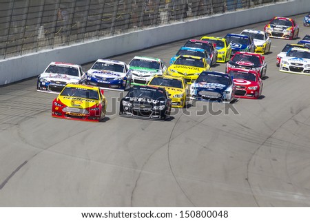 Brooklyn, Mi - Aug 18, 2013: The Nascar Sprint Cup Teams Take To The Track For The Pure Michigan 400 Race At The Michigan International Speedway In Brooklyn, Mi On Aug 18, 2013.