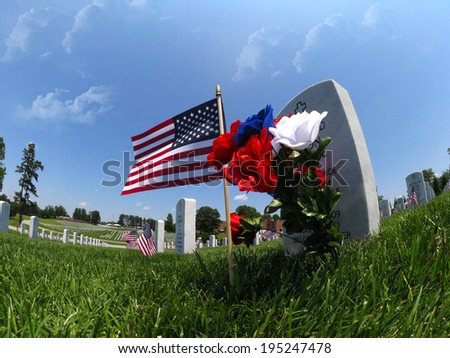 veterans cemetery memorial celebration with American Flag