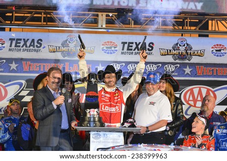 Ft. Worth, TX - Nov 02, 2014:  Jimmie Johnson (48) wins the AAA TEXAS 500 at Texas Motor Speedway in Ft. Worth, TX.