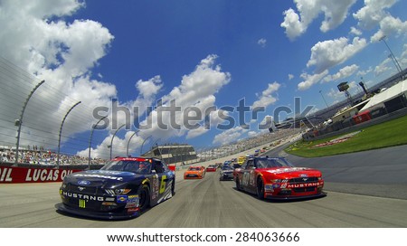 Dover, DE - Jan 08, 2015:  Darrell Wallace Jr (6) and Chris Buescher (60) lead the field for the Buckle Up 200 at Dover International Speedway in Dover, DE.