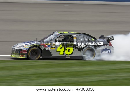 Fontana, CA - FEB 21, 2010:  Jimmie Johnson goes on to win the Auto Club 500 race a the Auto Club Speedway in Fontana, CA on Feb 21, 2010