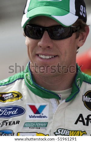 FORT WORTH, TX - APR 16:Carl Edwards waits to qualify at the Texas Motor Speedway for the running of the Samsung Mobile 500 race on Apr 16, 2010 in Fort Worth, TX.