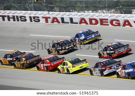 TALLADEGA, AL - APR 23:  The NASCAR Sprint Cup Series takes to the track for practice for the running of the Aaron\'s 499 race at the Talladega Superspeedway on Apr 25, 2010 in Talladega, AL.