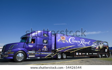 CONCORD, NC - MAY 27:  The Crown Royal hauler pulls in to the track for the Coca-Cola 600 Race at the Charlotte Motor Speedway in Concord, NC on May 27, 2010