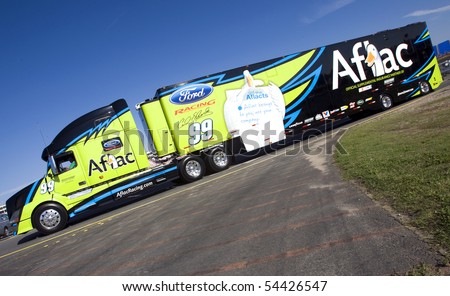 CONCORD, NC - MAY 27:  The No. 99 Alfac hauler pulls in to the track for the Coca-Cola 600 Race at the Charlotte Motor Speedway in Concord, NC on May 27, 2010