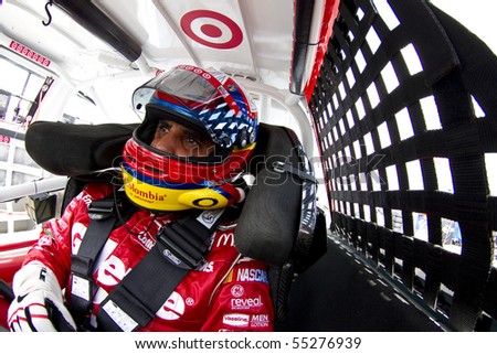 LONG POND, PA - JUNE 04:  Juan Pablo Montoya gets ready to practice for the Gillette Fusion ProGlide 500 race at the Pocono Raceway in Long Pond, PA on June 4th, 2010.