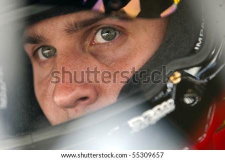 LONG POND, PA - JUNE 04:  Denny Hamlin gets ready to practice for the Gillette Fusion ProGlide 500 race at the Pocono Raceway in Long Pond, PA on June 4, 2010